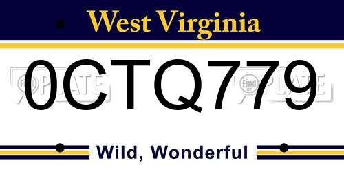 0CTQ779 West Virginia License Plate