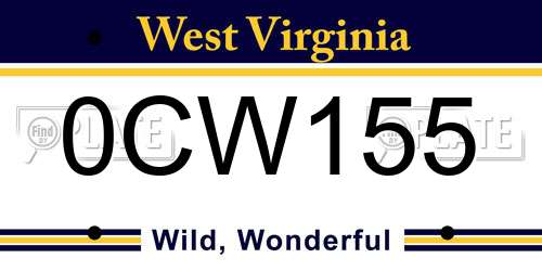 0CW155 West Virginia License Plate