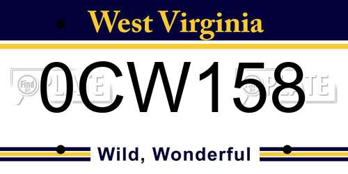 0CW158 West Virginia License Plate