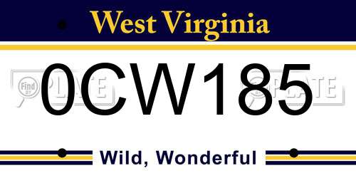 0CW185 West Virginia License Plate