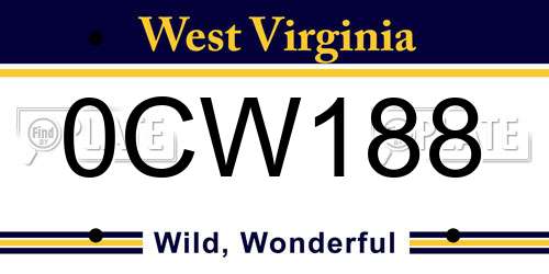 0CW188 West Virginia License Plate