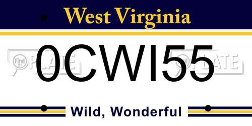 0CWI55 West Virginia License Plate