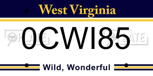 0CWI85 West Virginia License Plate