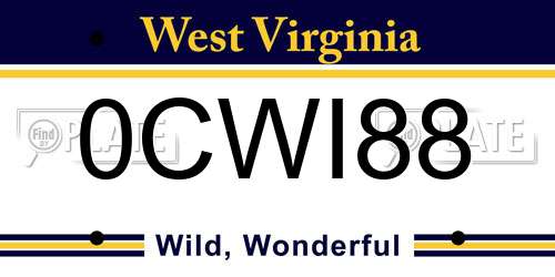 0CWI88 West Virginia License Plate