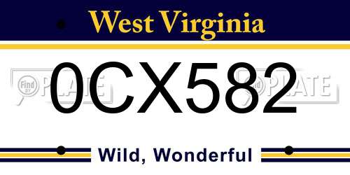 0CX582 West Virginia License Plate