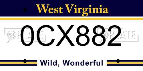 0CX882 West Virginia License Plate