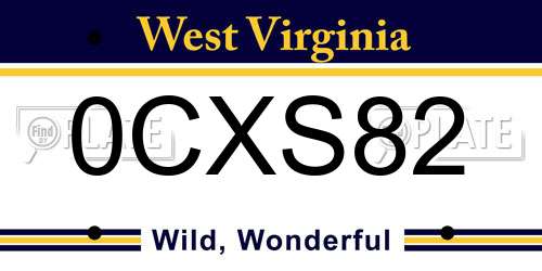 0CXS82 West Virginia License Plate