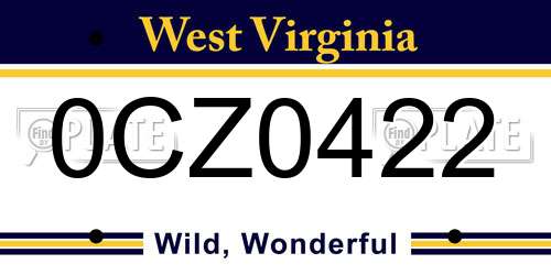 0CZ0422 West Virginia License Plate