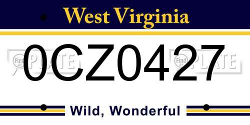 0CZ0427 West Virginia License Plate