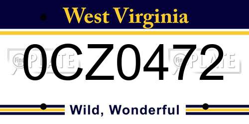 0CZ0472 West Virginia License Plate