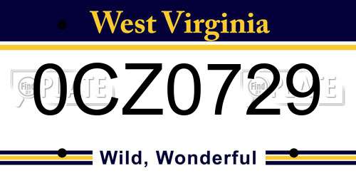 0CZ0729 West Virginia License Plate