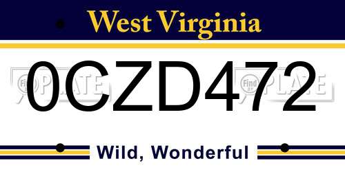 0CZD472 West Virginia License Plate