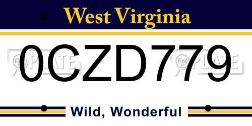 0CZD779 West Virginia License Plate
