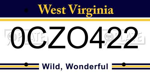 0CZO422 West Virginia License Plate