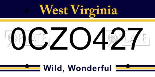 0CZO427 West Virginia License Plate