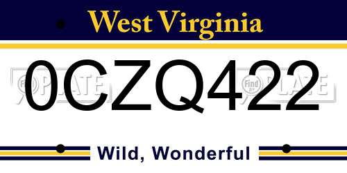 0CZQ422 West Virginia License Plate