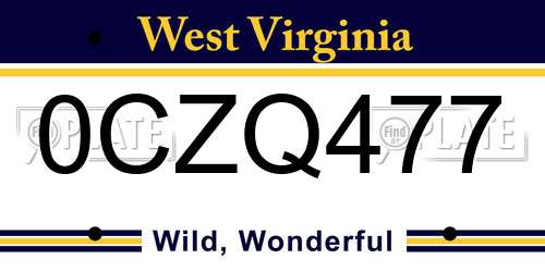 0CZQ477 West Virginia License Plate