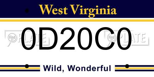 0D20C0 West Virginia License Plate