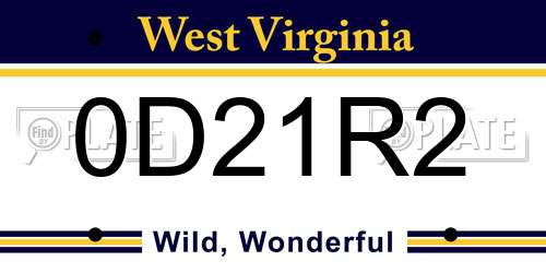 0D21R2 West Virginia License Plate