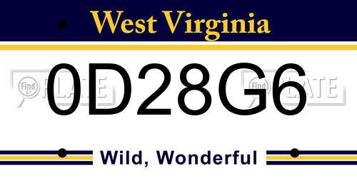 0D28G6 West Virginia License Plate