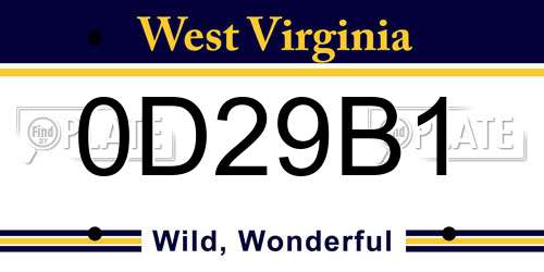 0D29B1 West Virginia License Plate