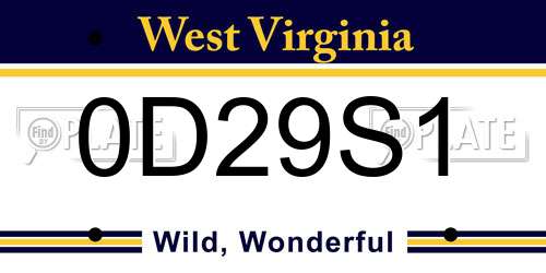0D29S1 West Virginia License Plate