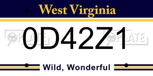 0D42Z1 West Virginia License Plate