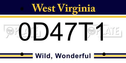 0D47T1 West Virginia License Plate