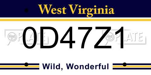 0D47Z1 West Virginia License Plate