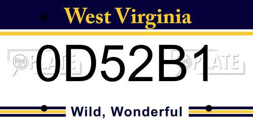 0D52B1 West Virginia License Plate