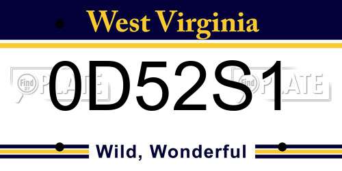 0D52S1 West Virginia License Plate