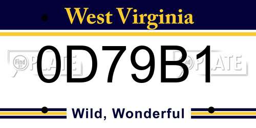 0D79B1 West Virginia License Plate