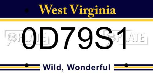 0D79S1 West Virginia License Plate