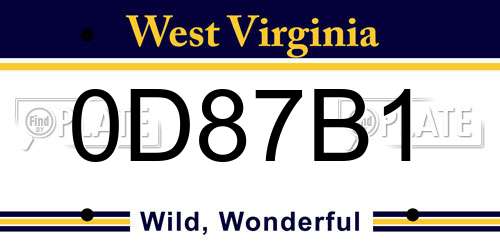 0D87B1 West Virginia License Plate