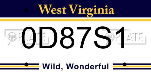 0D87S1 West Virginia License Plate
