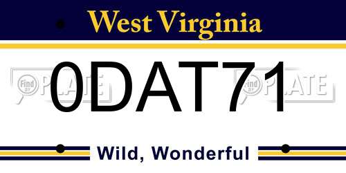 0DAT71 West Virginia License Plate