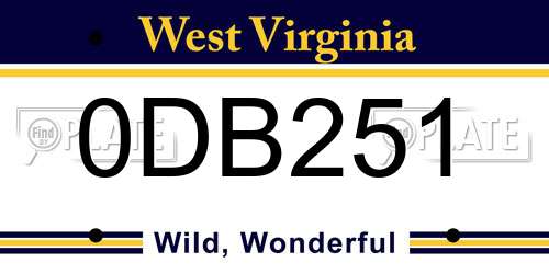 0DB251 West Virginia License Plate