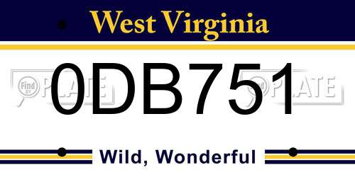 0DB751 West Virginia License Plate