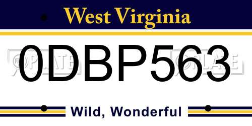 0DBP563 West Virginia License Plate