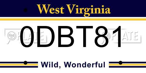 0DBT81 West Virginia License Plate