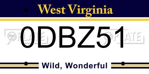 0DBZ51 West Virginia License Plate