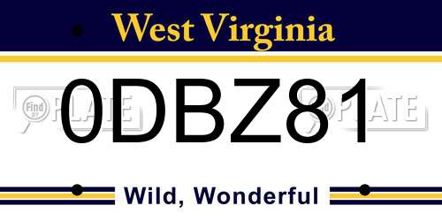 0DBZ81 West Virginia License Plate