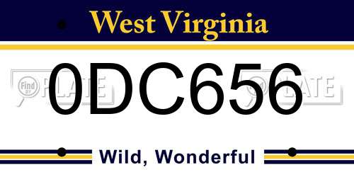 0DC656 West Virginia License Plate