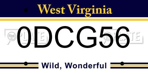 0DCG56 West Virginia License Plate