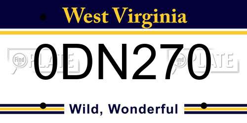 0DN270 West Virginia License Plate