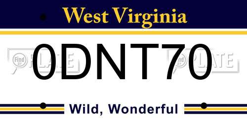 0DNT70 West Virginia License Plate