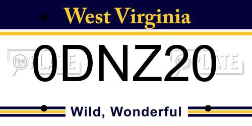 0DNZ20 West Virginia License Plate