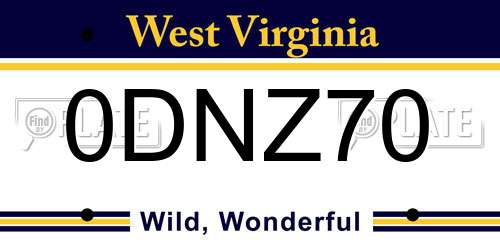 0DNZ70 West Virginia License Plate