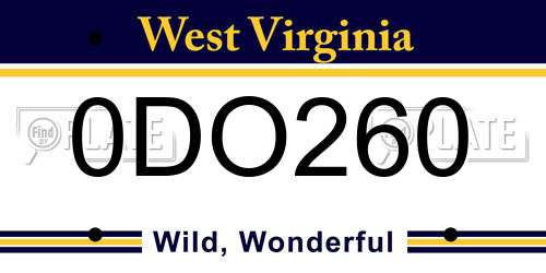 0DO260 West Virginia License Plate
