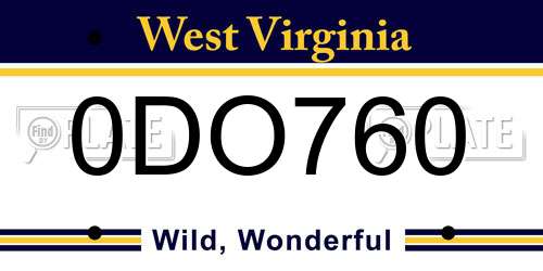 0DO760 West Virginia License Plate